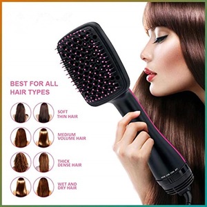 <b>Hot</b> Air <b>Comb</b> 2 In 1 Multi Functional Hair Dryer Square Brush With Diffuser Nozzle For Wet And Dry Use Electric Styler - Product Image 2