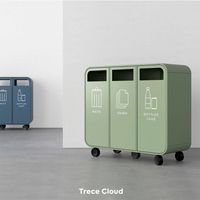 Compartiment de recyclage 3 déchets métalliques recyclage poubelles Ss Restaurant intérieur stockage Public poubelle 32 gallons poubelle