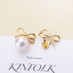 ต่างหูเงินแท้ S925 แบบติดหู ประดับมุก DIY พร้อมลูกปัดกลมขนาด 5-7 มม. ฐานเปล่าและโบว์ 20732 - Product Image 3