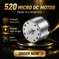 Moteur CC 24V 520 Mini à aimant permanent brossé haute vitesse pour robot, appareil électroménager, bricolage personnalisé