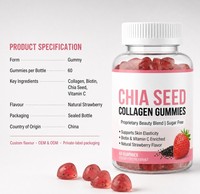 Gummies de collagène marin premium personnalisées en usine avec graines de chia pour des cheveux, une peau et des ongles sains – Complément alimentaire