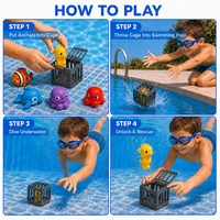 Juguetes de Buceo para Piscina para Niños, Juego de Rescate de Animales Submarinos, Juego de Juguetes para Baño con Jaula para Animales Oceánicos y Bolsa de Almacenamiento, Venta al por Mayor