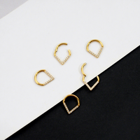Anneau segmenté articulé en titane de qualité implant, incrusté de zircon, pour piercings d'oreille, de nez et de septum, forme cœur pêche