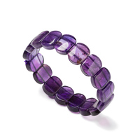 Bracelet en améthyste naturelle de haute qualité, doublement percé, fait main, avec perles rectangulaires facettées en améthyste