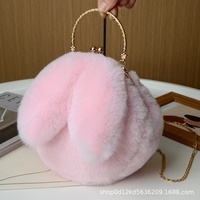Sac bandoulière en velours peluche lapin pour bébés 0-24 mois, nouvelle collection automne/hiver, sac à main à chaîne avec oreilles mignonnes