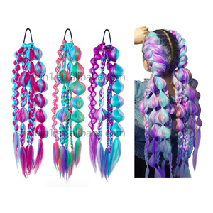 Shinein 24 pouces <span class=keywords><strong>bleu</strong></span> Ombre couleur pré-extensible tressage cheveux Yaki fait à la main Crochet tressé queue de <span class=keywords><strong>poney</strong></span> Extensions de cheveux - Product Image 4