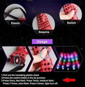 Cravatta con Paillettes LED Economica, Papillon Luminoso per Uomo e Donna, Papillon Lampeggiante per Feste, Festival, Scuola e Spettacoli - Product Image 5