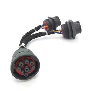 Schwarzes Typ1 J1939 9-poliges Splitter-Y-Kabel ELD-Kabel Buchse zu 2 Stecker Diagnose kabelbaum Flotten kabel - Product Image 1