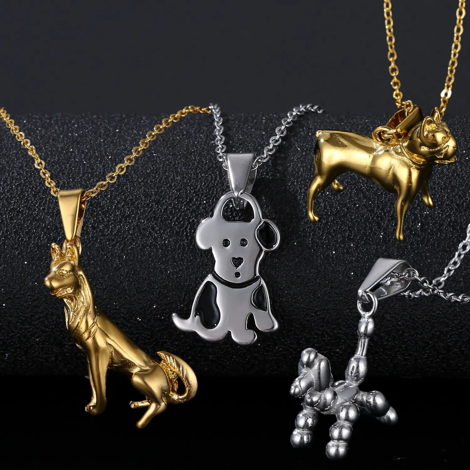 Olivia Animal Jewelry Pet Dog Designs 18k Gold Plated Stainless Steel Charm Puppy Pendant Necklaces Balloon Dog Necklace