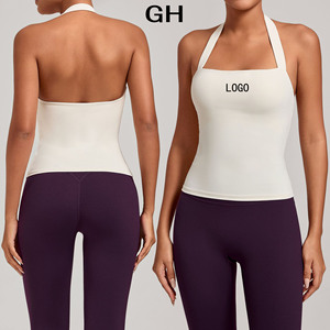 Débardeur de yoga pour femme GH, col halter, col carré, coupe ajustée, vêtements de sport actifs, sensation de nu, sport, gym, fitness, course à pied, débardeur Mujer - Product Image 1