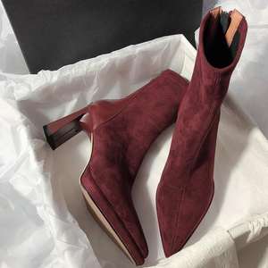 Nouvelles Bottes Élégantes Printemps/Automne 2026 à Bout Pointu, Mi-Mollet, Talon Fin, en Daim, Polyvalentes et Tendance pour Femme - Product Image 3