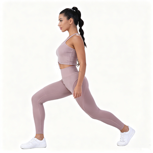 Set Yoga Personalizzato per Donne, Top e <span class=keywords><strong>Leggings</strong></span> per Fitness e Corsa, Completo Sportivo Senza Cuciture - Product Image 6