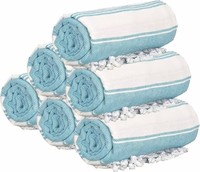 Serviette de plage turque en coton extra-large 36x71, lot de 6 pièces, douce, durable et absorbante, drap de bain extra-large pour adultes