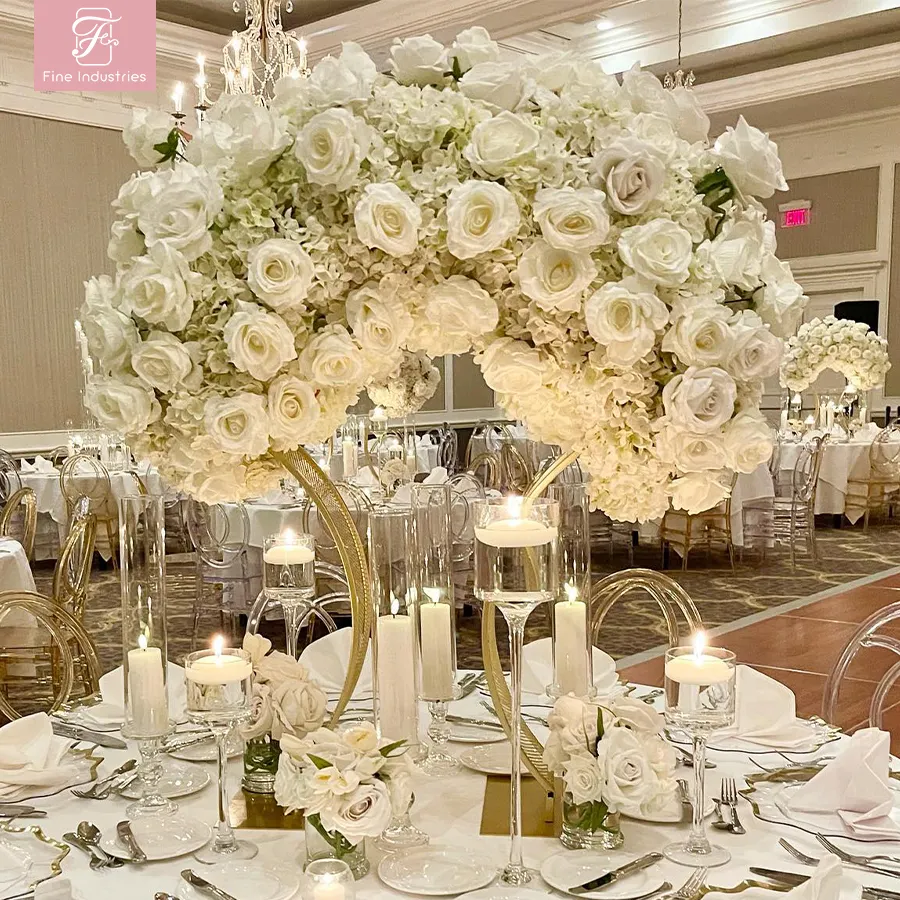 Fiore bianco palline fiori artificiali palla festa di nozze decorazione tavolo centrotavola