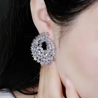 Braut schmuck Braut Ohrringe Zirkonia Kristall Ohrringe Frauen Messing Diamant Ohrring für die Hochzeit