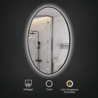 Miroir de salle de bain ovale rétro-éclairé moderne à Led, écran tactile à une touche de sorcière, miroir à Led intelligent pour salle de bain