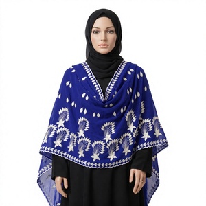 Écharpe en mousseline de soie pour femme, motif floral brodé de strass, légère et respirante, vente en gros, OEM ODM personnalisé - Product Image 1