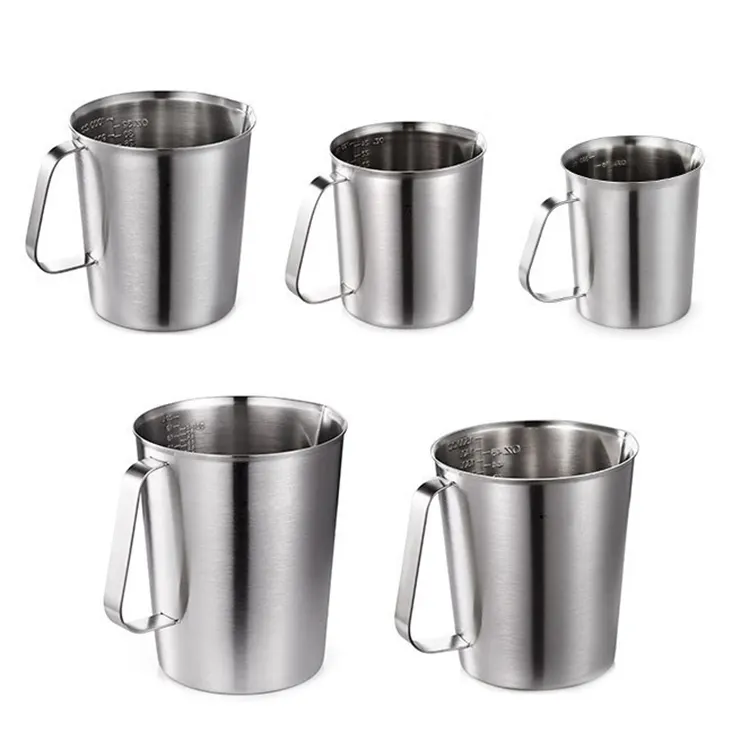 Desain Baru Stainless Steel 304 Mengukur Piala dengan Skala 2000Ml 1000Ml 500Ml Dapur Teh Kapasitas Besar Ukuran Cup