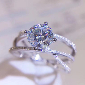 Bagues pour femmes délicates <span class=keywords><strong>avec</strong></span> croix Design mariage fiançailles doigt Zircon anneaux mariée couleur argent - Product Image 1