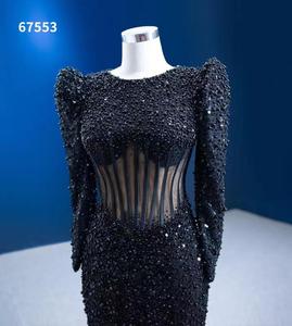 Robe de soirée longue à manches longues en dentelle personnalisée Rsm67553, robe de mariée longue jusqu'au sol - Product Image 3