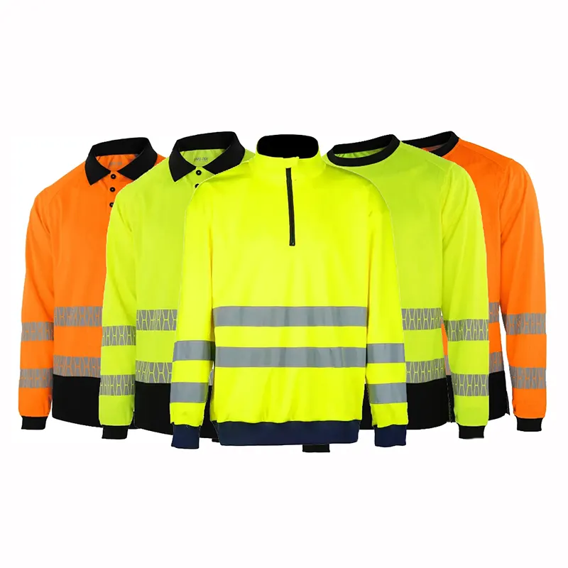 Manufacturer OEM Hi Vis Reflective Safety Clothing Hi Viz Construction Long Sleeve Pullover Work Safety Shirts