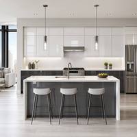 Armoires de cuisine modernes personnalisées Aige avec îlot central et plan de travail en quartz – Conception clé en main pour la rénovation résidentielle
