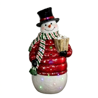Pupazzo di neve con cappello nero e luci LED