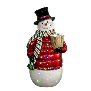 Snowman with Black Hat & <b>LED</b> <b>Lights</b> - Product Image 1