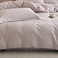 Parure de lit 4 pièces en jacquard gaufré 100 % coton respirant et lavé, luxe 200 fils, avec taies d'oreiller et drap pour la maison et l'hôtel