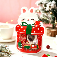 Sacs autoportants de Noël à motif de dessin animé (Père Noël, cerf, lapin) pour collations, biscuits, friandises et cadeaux de fêtes