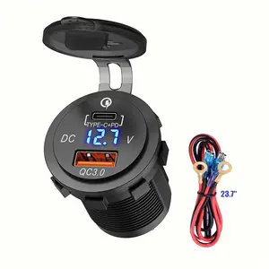 Factory Price Car Boat Marine RV Waterproof Dual QC 3.0 USB & Type PD-C Socket 12V 24V Car Charger Socket