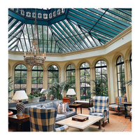 Villa de style européen Cabane de soleil en verre entièrement rétractable pour l'extérieur élégant Maisons en aluminium Véranda sur pied de tous les côtés
