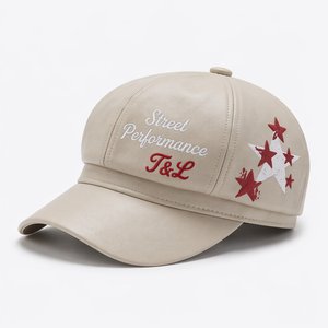 Boina Ajustable de Piel Sintética Estampada de Alta Calidad con Logotipo de Cadena Personalizado, Gorra Elegante de Moda, Fabricante OEM ODM, Pedidos al por Mayor, China - Product Image 1