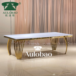 Personalizado más popular MDF superior restaurante de acero inoxidable oro mesa de boda de lujo - Product Image 4