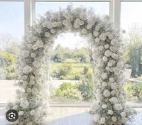 Romantische volle cirkel bloemenboog blush roze witte roos ronde bruidsboog roze bloemenbogen met hangende bloemen