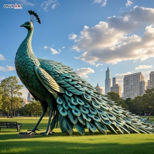 ديكور مربع لحديقة المدينة فن صب يدوي كبير تمثال طاووس معدني من البرونز تمثال تمثال طاووس نحاسي عملاق - Product Image 5