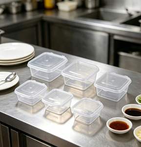 Caja Cuadrada Mini Transparente Ecológica para Buffet de Bodas, Almacenamiento de Ensaladas, Tazón de Plástico para Salsas, Suministro de Fábrica - Product Image 4