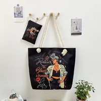 Bolso de mano estampado para mujer 2025 nuevo bolso de compras de gran capacidad bolso de hombro de lona para mujer
