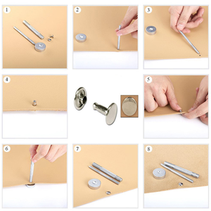 שטוח ראש פטריות עור חגורת קרפט מסמרות בגד הרבעה מתכת זוגי שווי מסמרות - Product Image 6