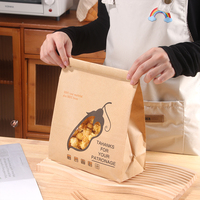 Sac Doypack en papier kraft écologique avec fenêtre découpée en forme de fermeture à boucle, impression flexo monochrome, qualité alimentaire, vente en gros, OEM