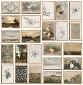 SQ French Country Prints Set Wall Gallery Art Vintage Canvas Prints Decoración rústica Cozy Neutral Muted Prints Art Painting - Product Image 3