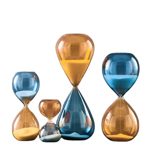 Dekorasi jam pasir kaca Timer 1 jam, Logo kustom Vintage biru oranye dua nada Mini 5 menit 15 menit 30 menit - Product Image 6