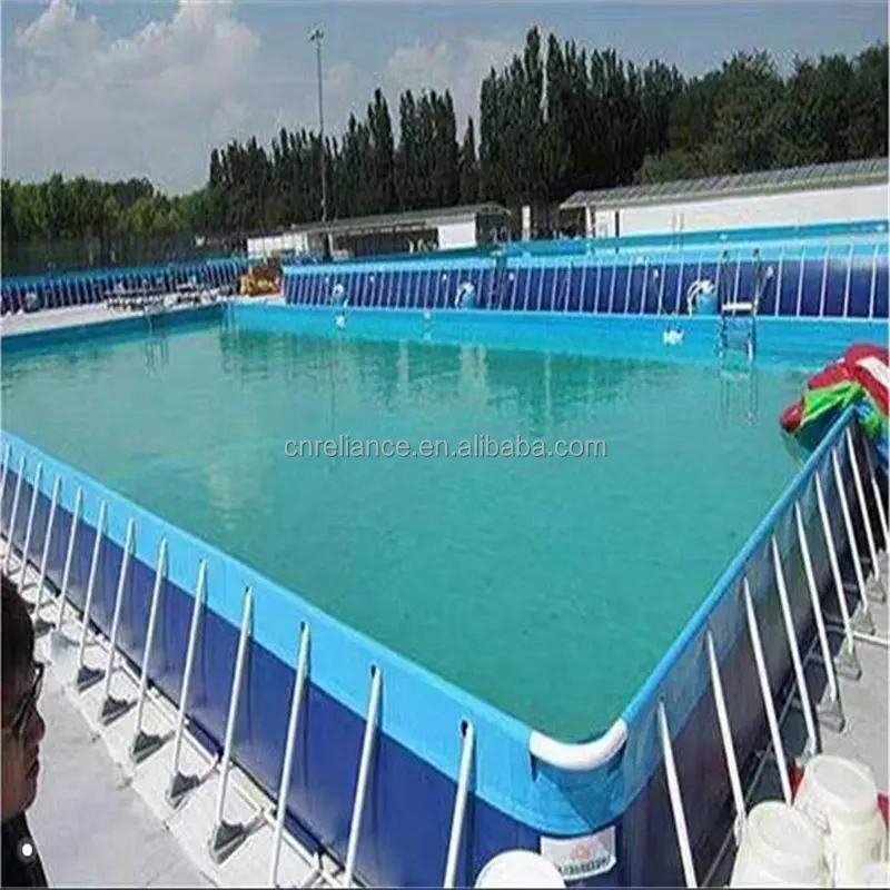 Grande piscine extérieure rectangulaire en plastique Pvc métal cadre en acier piscine au sol à vendre bâche rectangulaire piscine