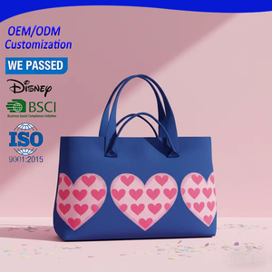 All Seasons Travel Beach & Daily Use Lightweight Knitted Polyester <b>Tote</b> <b>Bag</b> for Women Fashion Lady Custom <b>Printed</b> Heart Pattern - Product Image 2