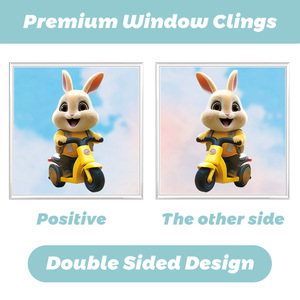 Doppia faccia autoadesivo in PVC <span class=keywords><strong>finestra</strong></span> e adesivo da parete pasqua decorazione per la casa con cartone animato coniglietto modello di coniglio - Product Image 4