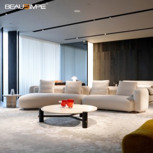 Canapé Bézier, canapé modulaire incurvé minimaliste italien, canapé en tissu et cuir de luxe pour salon - Product Image 2