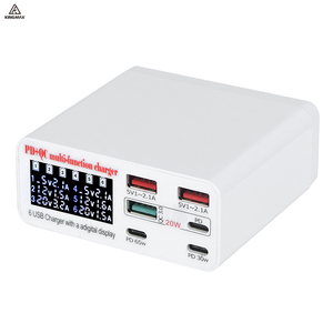 Cargador USB de pared 6 en 1, pantalla LCD, múltiples puertos PD 65W, cargador súper rápido tipo C, Cable para 5V 9V 100W para cargador de iPhone - Product Image 4