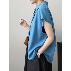 <span class=keywords><strong>Camicia</strong></span> monopetto di marca di fascia alta da donna semplici camicie larghe senza maniche a tracolla - Product Image 6