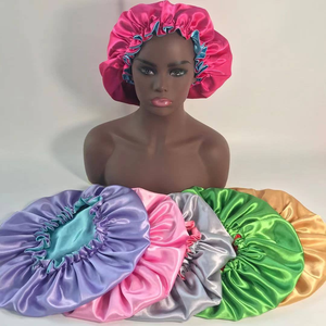 Chapeaux de nuit en soie pour femmes, couvre-chef double couche, bonnet de douche personnalisé, bonnet de sommeil réglable en satin de soie - Product Image 4