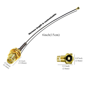 Kabel Jumper Koaksial RF Berpelindung Ganda Custom RG1.13 RP- Female U.FL/IPX Male (0.81mm PTFE) untuk Router WiFi GPS - Product Image 4